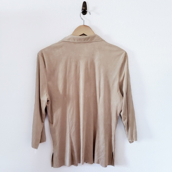 Studio M Microsuede Button Up Shirt - Picture 2 of 5